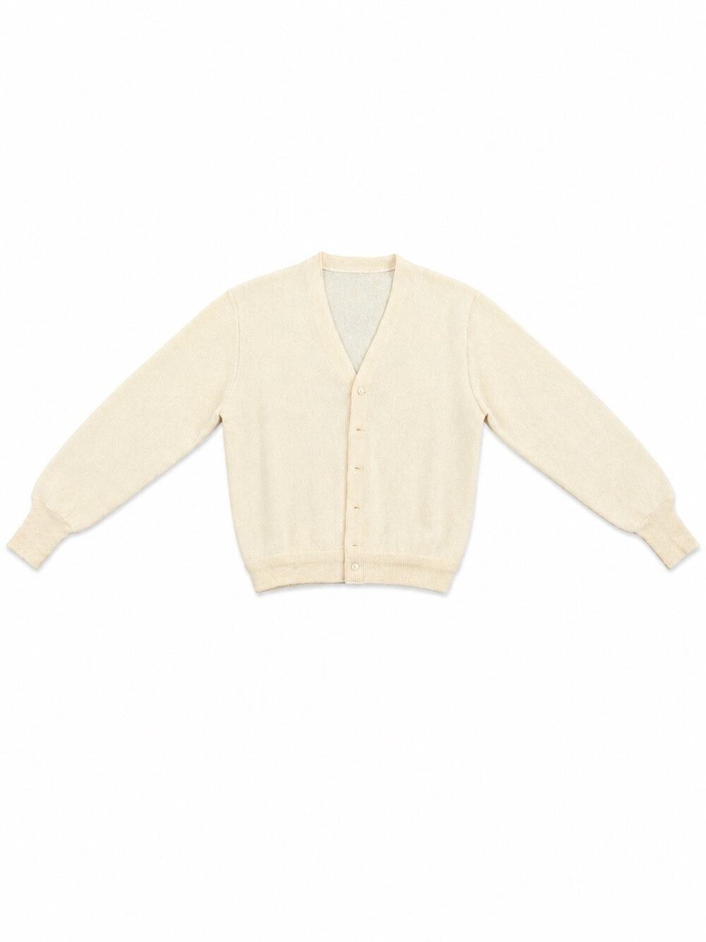 Vintage Men’s Medium Ivory Button Front Cardigan Sweater V-Neck Knit